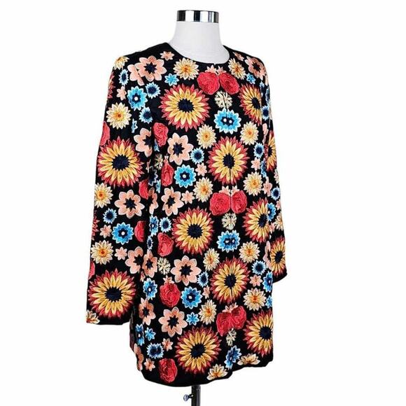 New Alice + Olivia Rory Multicolor Floral Embroidered Long Jacket Coat Size M - Picture 7 of 16